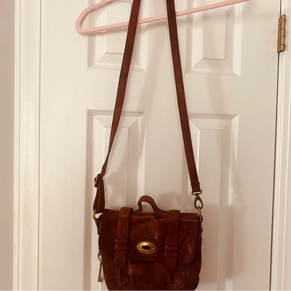 Fossil Messenger Bag Crossbody Satchel Handbag Shoulder Brown Leather - Picture 5 of 8